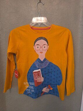 Piccolina Ruth Bader Ginsburg Long Sleeve Trailblazer Tee Shirt 10 NEW Yellow